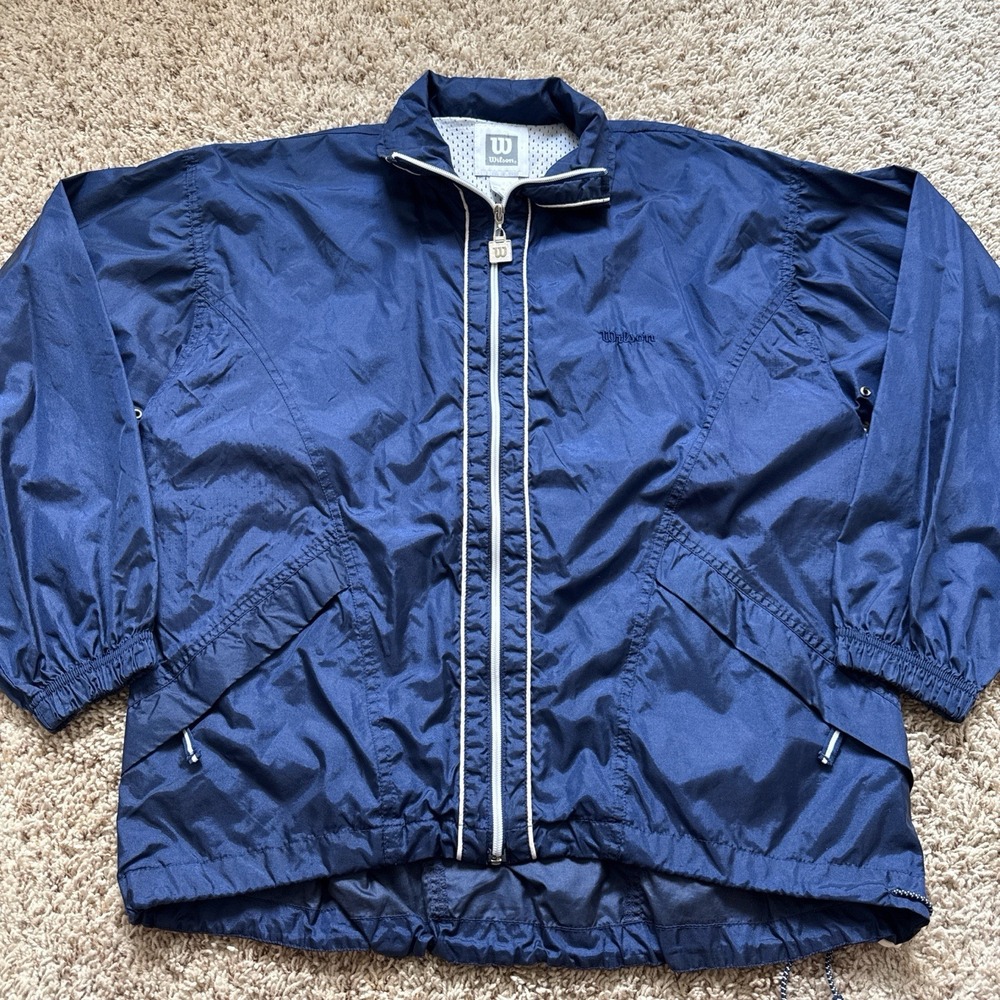 Vintage‎ Wilson Navy Blue Track Jacket Size Medium - Made In USA Men's Rare